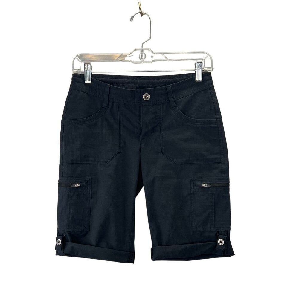 Kuhl Horizn Shorts size 0 Women Black Quick Dry UPF 50 Adjustable Hem Drawcord